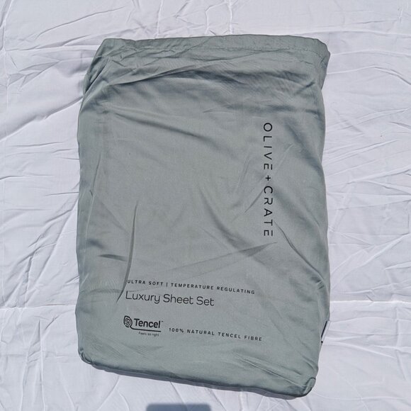 Olive Crate QUEEN Sheet Set 100% Eucalyptus Cooling, Breathable, Hypoallergenic - Picture 1 of 7